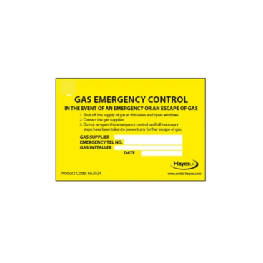 Hayes Gas Emergency Control Labels