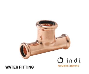 Indi Pressfit Reducing Tee 15mm x 15mm x 22mm - Water