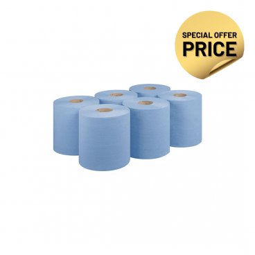 Hinton Blue Tissue 2 Ply Centre Feed 18cm X 150M