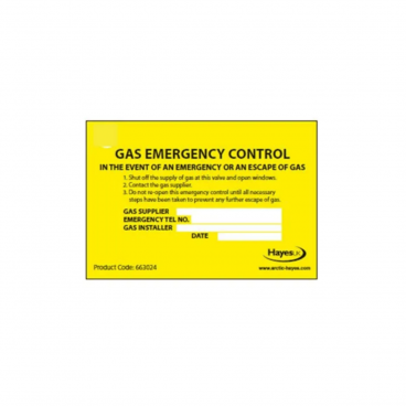 Hayes Gas Emergency Control Labels