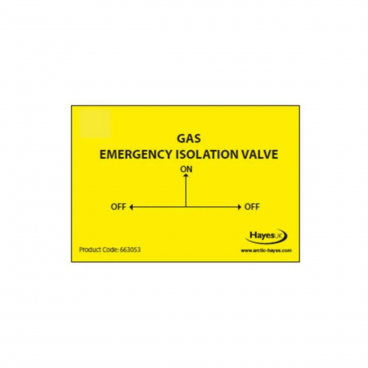 Hayes Gas Emergency Isolation Valve Labels