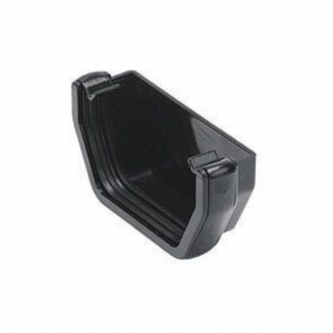 F/P Square Line Gutter 114mm Extnl.Stopend - Black **