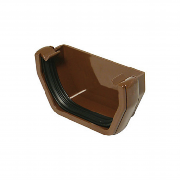 F/P Square Line Gutter 114mm Extnl.Stopend - Brown **