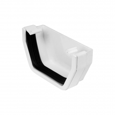 F/P Square Line Gutter 114mm Extnl.Stopend - White **