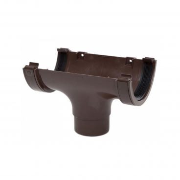 F/P Half Round Gutter 112mm Running Outlet - Brown **