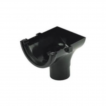 F/P Half Round Gutter 112mm Stopend Outlet - Black **
