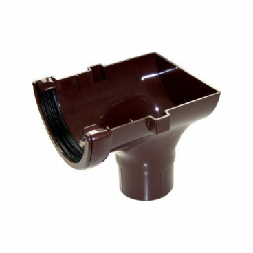F/P Half Round Gutter 112mm Stopend Outlet - Brown **