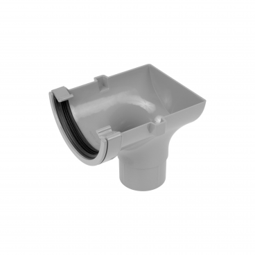 F/P Half Round Gutter 112mm Stopend Outlet - Grey **