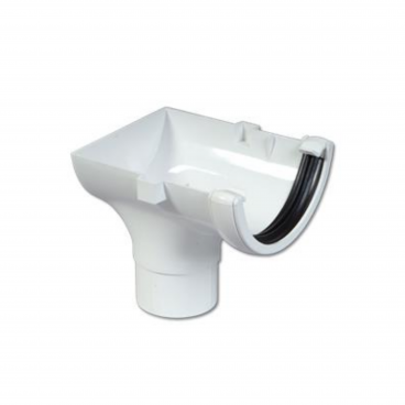 F/P Half Round Gutter 112mm Stopend Outlet - White **