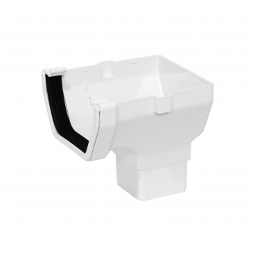 F/P Square Line Gutter 114mm Stopend Outlet - White **